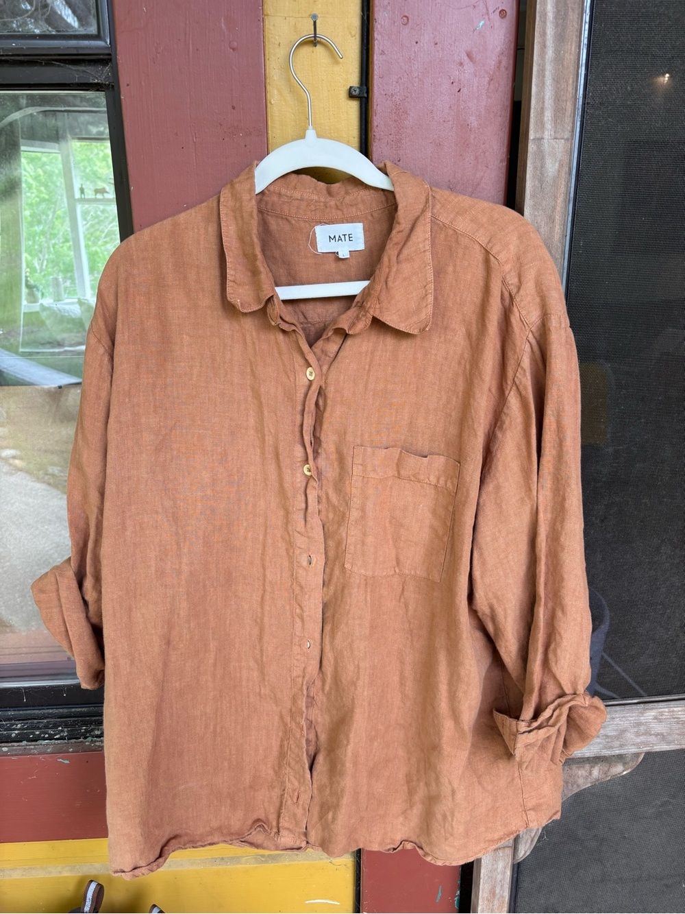 MATE Relaxed Button-Up Shirt in Rust